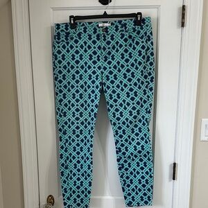 Vineyard Vines Women's Navy and Teal Geometric Skinny Jeans